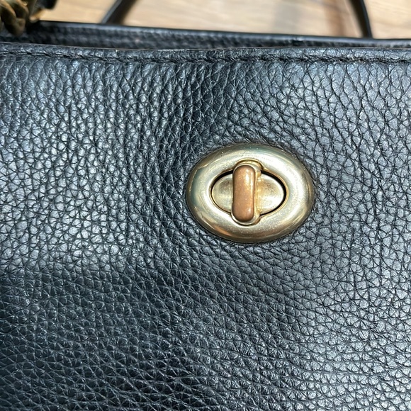 Coach Black Leather Turnlock Chain Tote - Picture 3 of 7